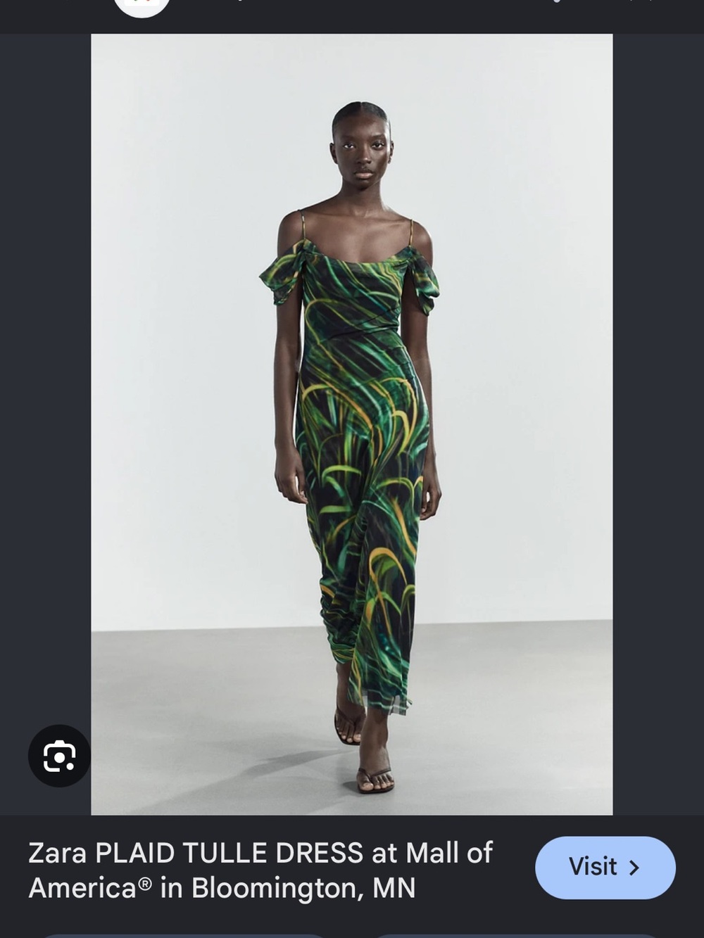Zara Green Abstract Midi Dress